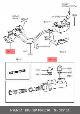 Цилиндр тормозной главный 5911043010 HYUNDAI KIA