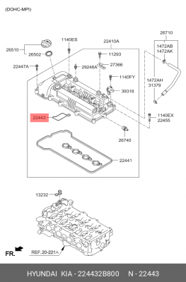 Прокладка крышки ГБЦ 224432B800 HYUNDAI KIA