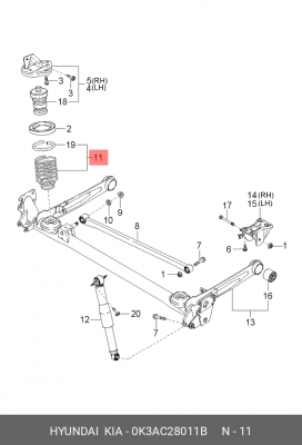 Пружина подвески 0K3AC28011B HYUNDAI KIA
