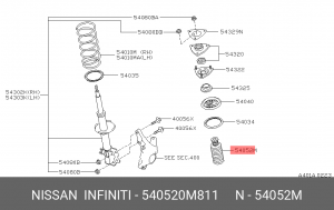 Отбойник с пыльником амортизатора подвески (комплект) 54052-0M811 NISSAN