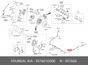 Трос ручного тормоза 597601D000 HYUNDAI KIA