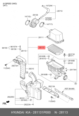 Фильтр воздушный 28113-1P000 HYUNDAI KIA