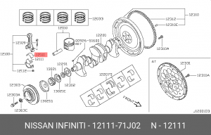 Вкладыши шатунные 12111-71J02 NISSAN
