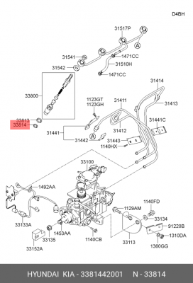 Прокладка корпуса топливной форсунки 3381442001 HYUNDAI KIA