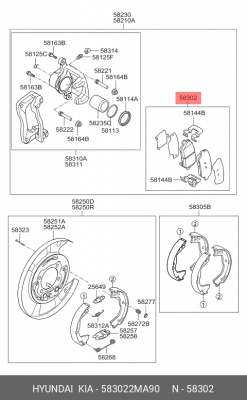 Колодки тормозные дисковые 583022MA90 HYUNDAI KIA