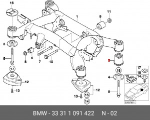 Сайлентблок задней балки 33 31 1 091 422 BMW