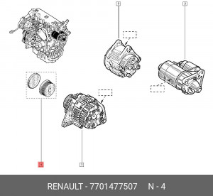 Шкив генератора 7701477507 RENAULT