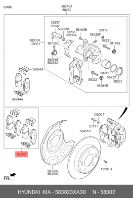 Колодки тормозные дисковые 583023XA30 HYUNDAI KIA