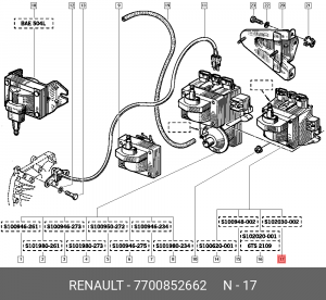 Катушка зажигания 7700852662 RENAULT