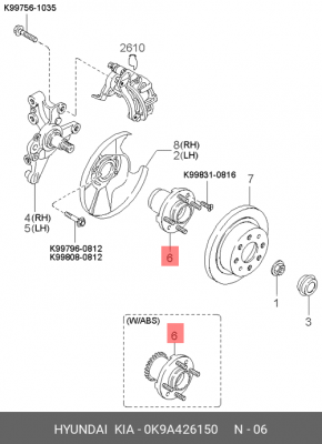 Ступица колеса 0K9A426150 HYUNDAI KIA