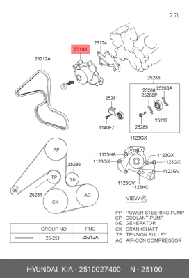 Насос - помпа системы охлаждения ДВС 2510027400 HYUNDAI KIA