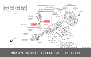 Вкладыши шатунные 12111-43G01 NISSAN