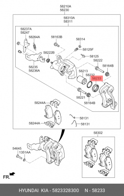 Суппорт тормозной (ремкомплект) 5823328300 HYUNDAI KIA