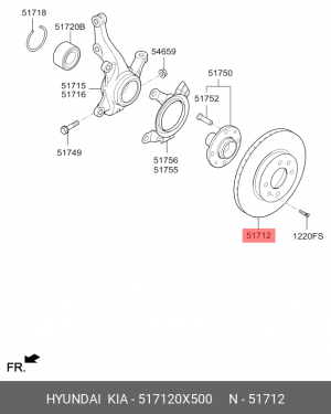 Диск тормозной 51712-0X500 HYUNDAI KIA