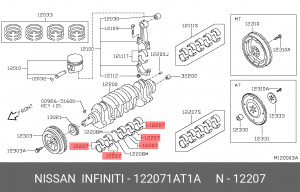 Вкладыши коренные коленвала 12207-1AT1A NISSAN