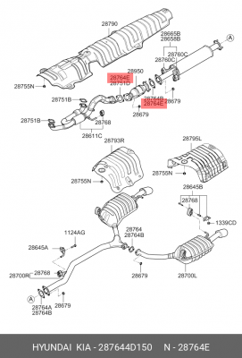 Прокладка системы выпуска ОГ 287644D150 HYUNDAI KIA