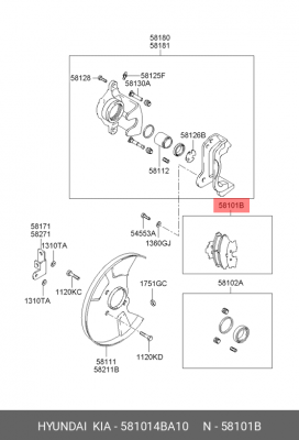 Колодки тормозные дисковые 581014BA10 HYUNDAI KIA