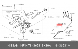 Трос ручного тормоза 36531-3X30A NISSAN