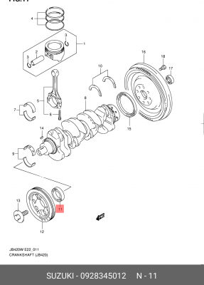 Сальник коленвала 09283-45012 SUZUKI