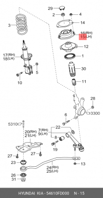 Опора амортизатора подвески 54610-FD000 HYUNDAI KIA