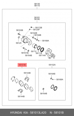 Колодки тормозные дисковые 58101-3LA20 HYUNDAI KIA