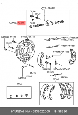 Цилиндр тормозной рабочий 5838022000 HYUNDAI KIA