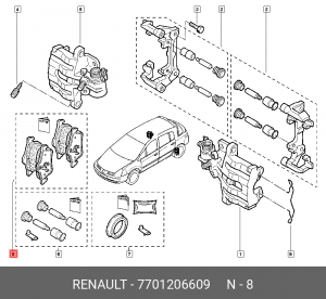 Колодки тормозные дисковые 7701206609 RENAULT