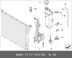 Бачок расширительный системы охлаждения 17 11 7 573 780 BMW