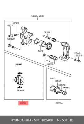 Колодки тормозные дисковые 5810102A00 HYUNDAI KIA