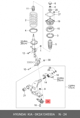 Опора шаровая подвески 0K2A1-34550A HYUNDAI KIA