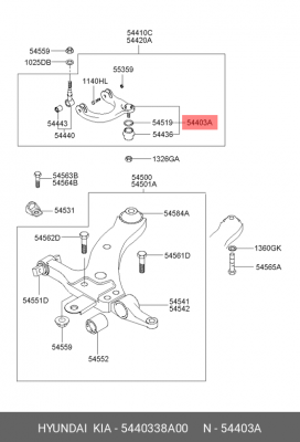 Опора шаровая подвески 54403-38A00 HYUNDAI KIA
