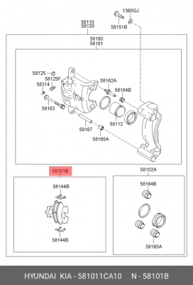 Колодки тормозные дисковые 58101-1CA10 HYUNDAI KIA