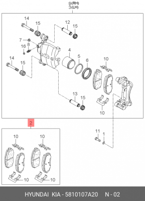 Колодки тормозные дисковые 58101-07A20 HYUNDAI KIA