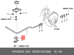 Втулка стабилизатора KD061-34156B HYUNDAI KIA