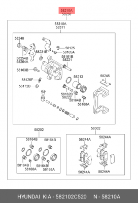 Суппорт тормозной 582102C520 HYUNDAI KIA