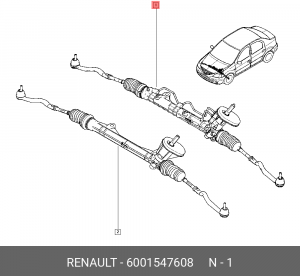 Рейка рулевая 6001547608 RENAULT