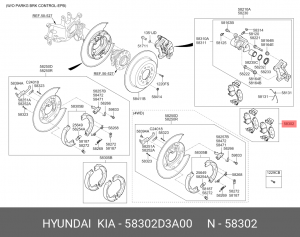 Колодки тормозные дисковые 58302D3A00 HYUNDAI KIA