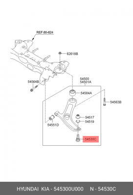 Опора шаровая подвески 54530-0U000 HYUNDAI KIA