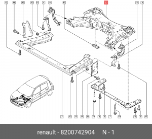 Подрамник передней подвески 8200742904 RENAULT