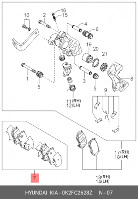 Колодки тормозные дисковые 0K2FC-2628Z HYUNDAI KIA