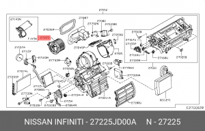Электромотор отопителя салона 27225JD00A NISSAN