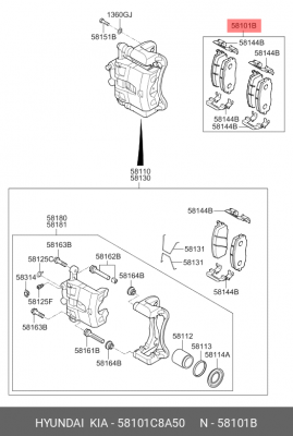 Колодки тормозные дисковые 58101C8A50 HYUNDAI KIA