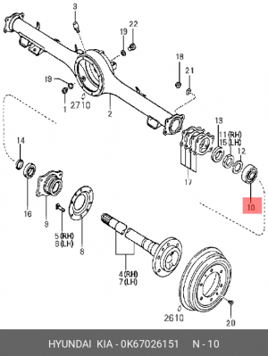 Подшипник ступицы колеса 0K67026151 HYUNDAI KIA
