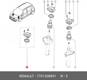 Опора амортизатора подвески 7701208891 RENAULT