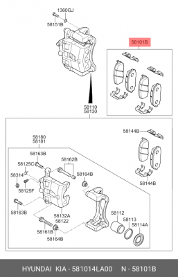 Колодки тормозные дисковые 58101-4LA00 HYUNDAI KIA