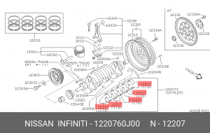Вкладыши коренные коленвала 12207-60J00 NISSAN