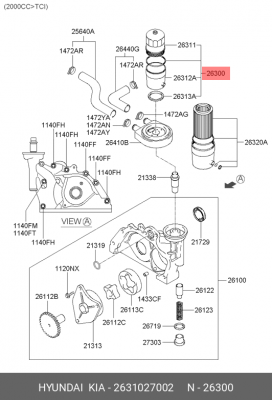 Фильтр масляный двигателя 2631027002 HYUNDAI KIA