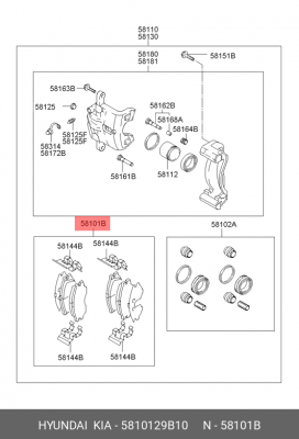 Колодки тормозные дисковые 5810129B10 HYUNDAI KIA
