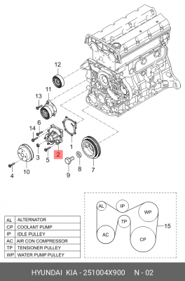 Насос - помпа системы охлаждения ДВС 251004X900 HYUNDAI KIA