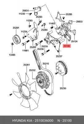 Насос - помпа системы охлаждения ДВС 2510036000 HYUNDAI KIA